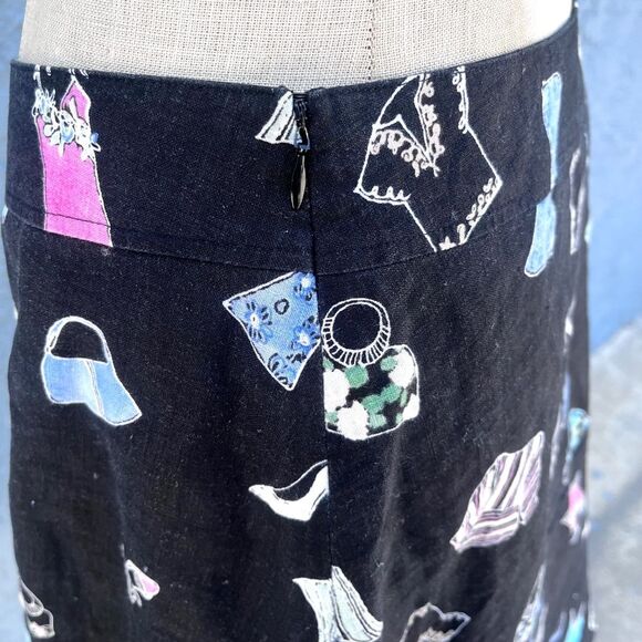 Vintage Liz Claiborne Linen Skirt Quirky fashion print size 8 y2k 90s - Picture 12 of 12